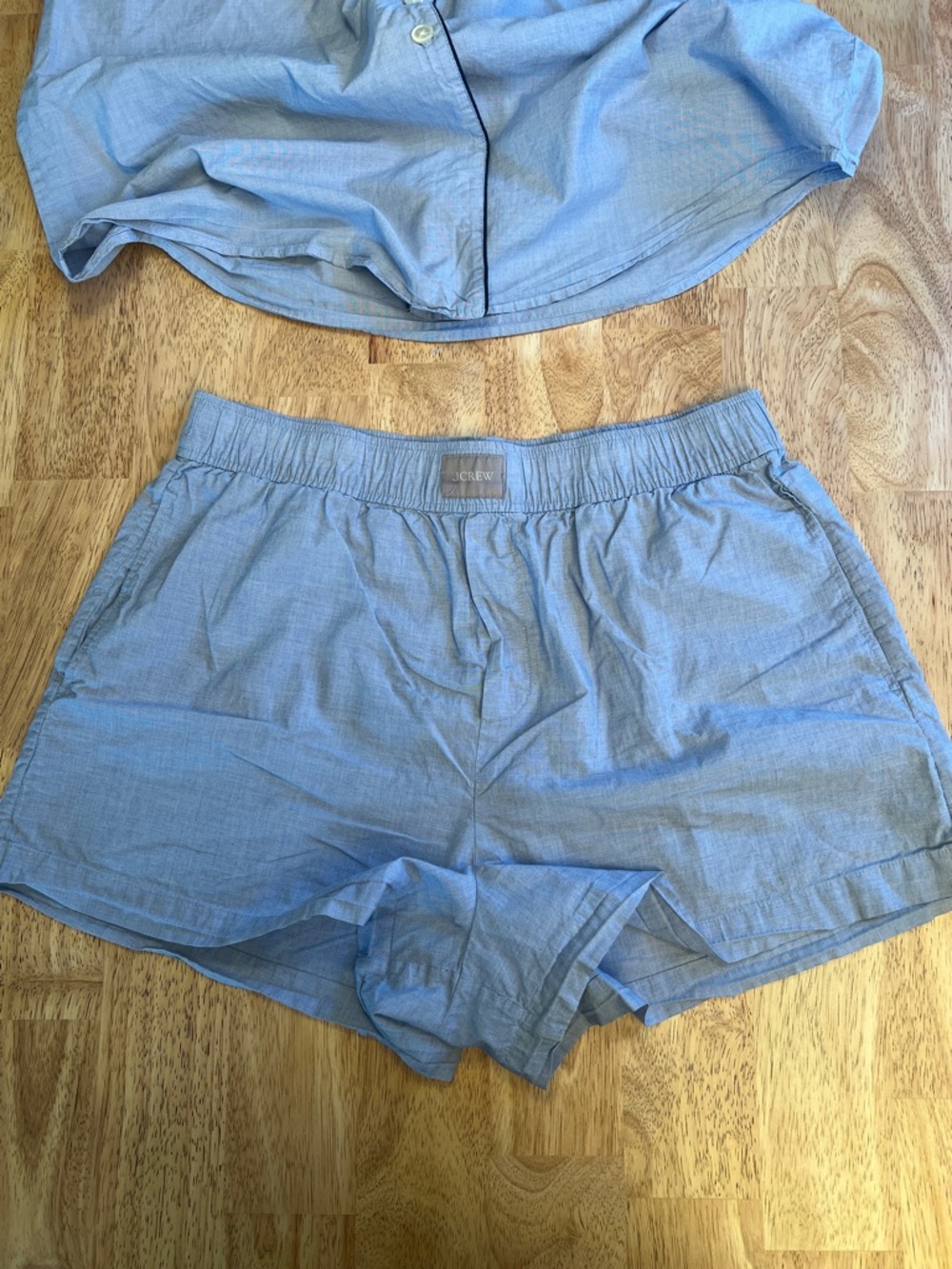 J Crew Shirt and Shorts Pajama Set Top Large Bottoms Medium Blue 100% Cotton - Picture 11 of 16